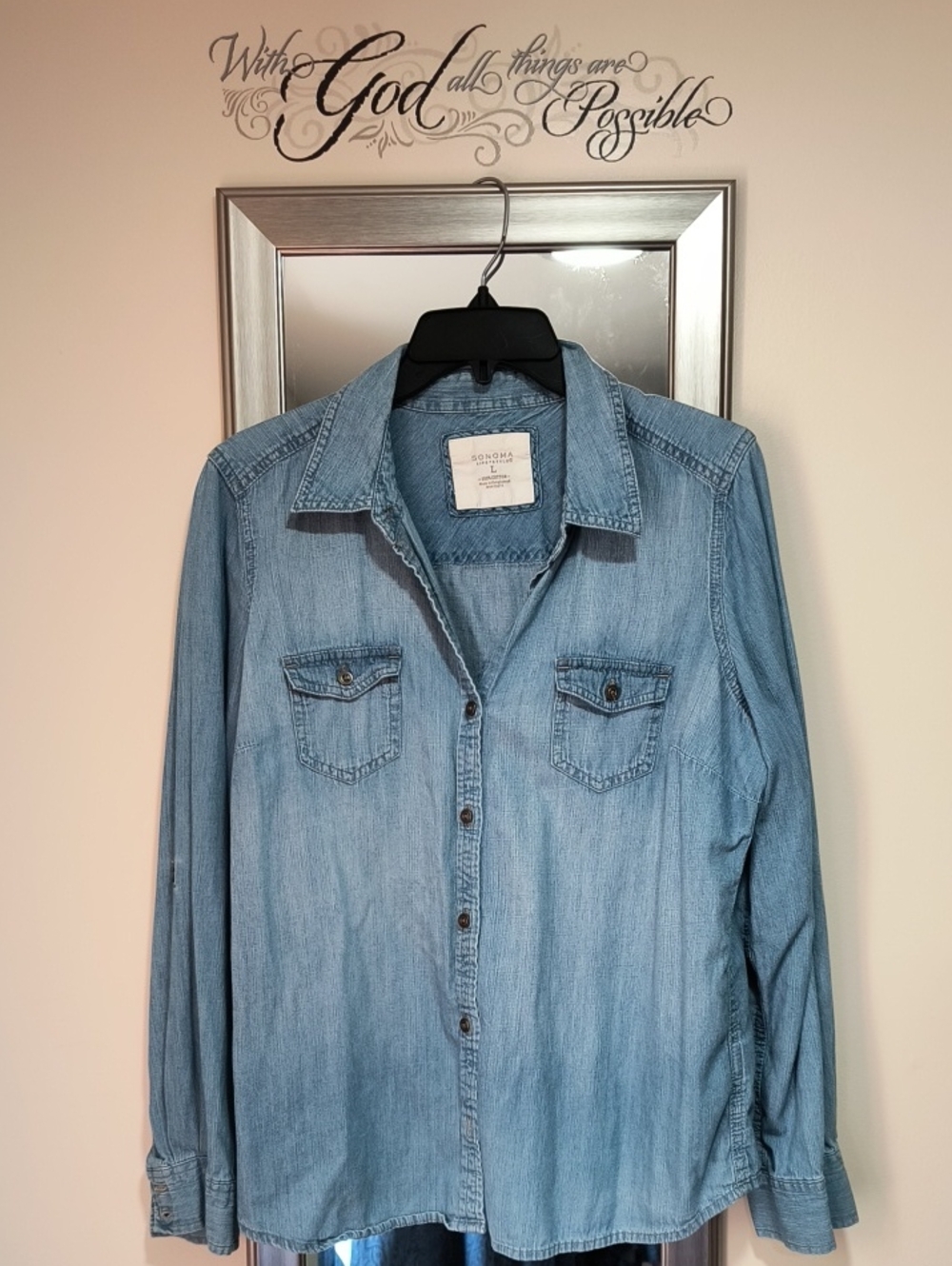 Sonoma Women's Long sleeve Jean Button Down Shirt